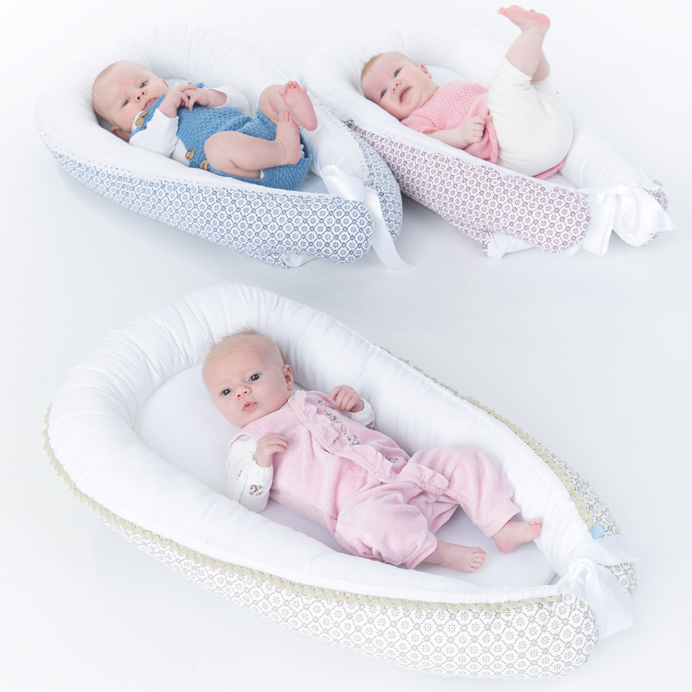 Gold Babynest | Gyldent og hvitt babynest med mønster