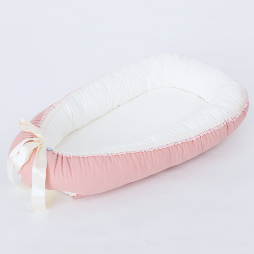 Rose Babynest | Rosegull og offwhite babynest