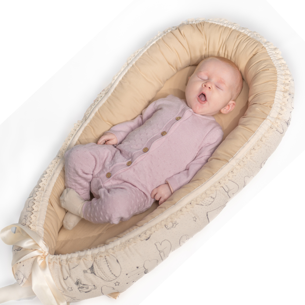 Myte Babynest | Søte motiv og sandfarget babynest