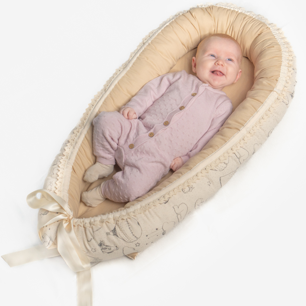Myte Babynest | Søte motiv og sandfarget babynest