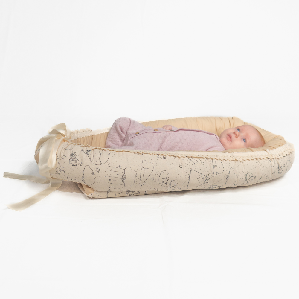 Myte Babynest | Søte motiv og sandfarget babynest