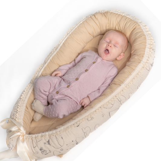 Myte Babynest | Søte motiv og sandfarget babynest